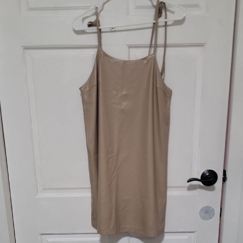 Bought From Japan One After Another Nice Claup Faux Lather Spaghetti Strap Dress